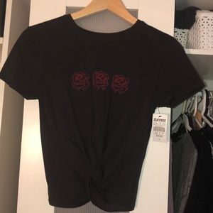 Black crop top with roses